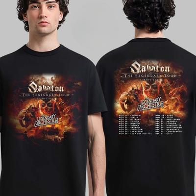 Sabaton Легендарный Тур Европа 2025 Список Дат Тура Двусторонняя Унисекс Футболка Высококлассная Роскошь