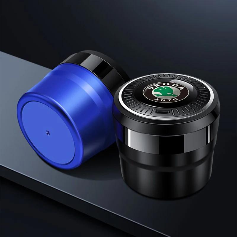Car Ashtray LED Ceramic Liner For Skoda Octavia Fabia Superb Kodiaq Karoq Kamiq Rapid Yeti Roomster Auto Accessories Keyring EH4