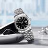 BUREI Men's Analog Quartz Watch Business Waterproof Luminous Simple Black Silver Gift