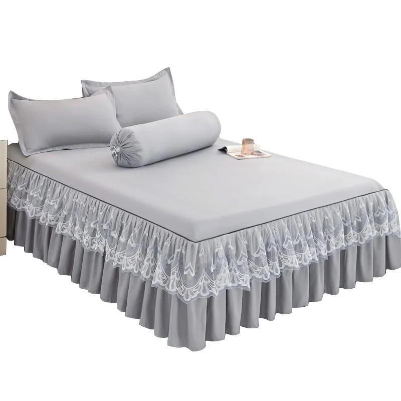 (Нет наволочки)Кружевная рубашка принцессы с рюшами Покрывала Простыни Домашний текстиль Одеяла для спальни Пылезащитный чехол Постельное белье Наматрасник
