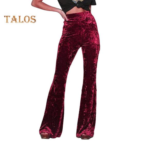 Женские расклешенные брюки, эластичные, с высокой талией, однотонные, широкие брюки, приподнятые до бедер, бархатные, рабочие брюки для отдыха, повседневная одежда