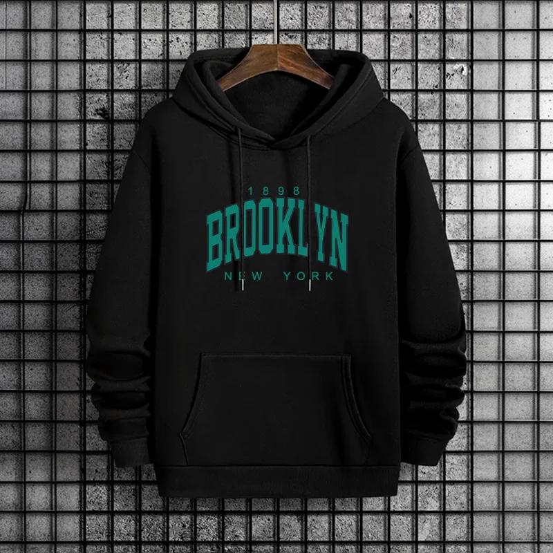 Male Hip Hop Casual Trendy Hoody Autumn Winter Outerwear Brooklyn Printed Men Hoodies Urban Streetwear Fashion Hooded Sweatshirt