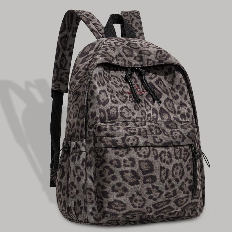Leopard Print Korean Style Casual Backpack for Students