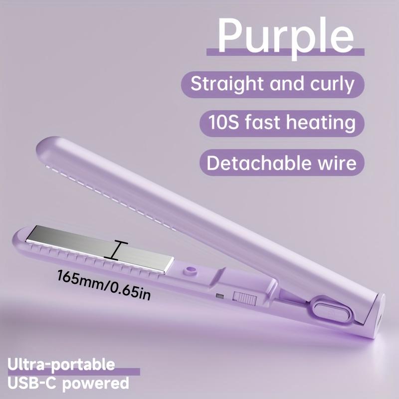 2-in-1 Straightener and Curler, USB-powered Mini Shaper, Dual-use, Anti-scalding, Portable Travel, Frizz Free, Shinier and Smoother