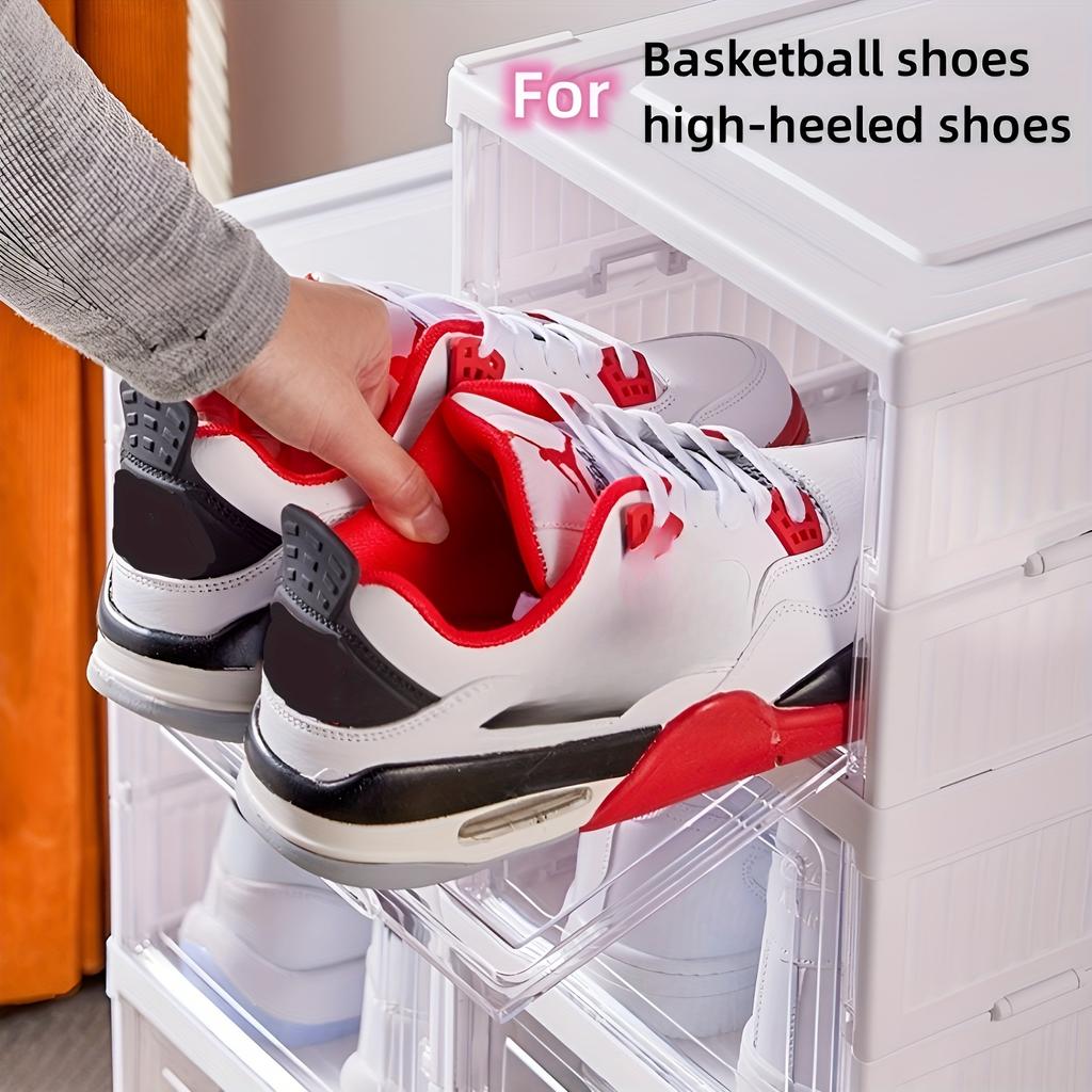 1pc 3/6-Layer Transparent Shoe Box - Stackable, Foldable, Dustproof High-Top Shoe Cabinet with Multiple Storage Options