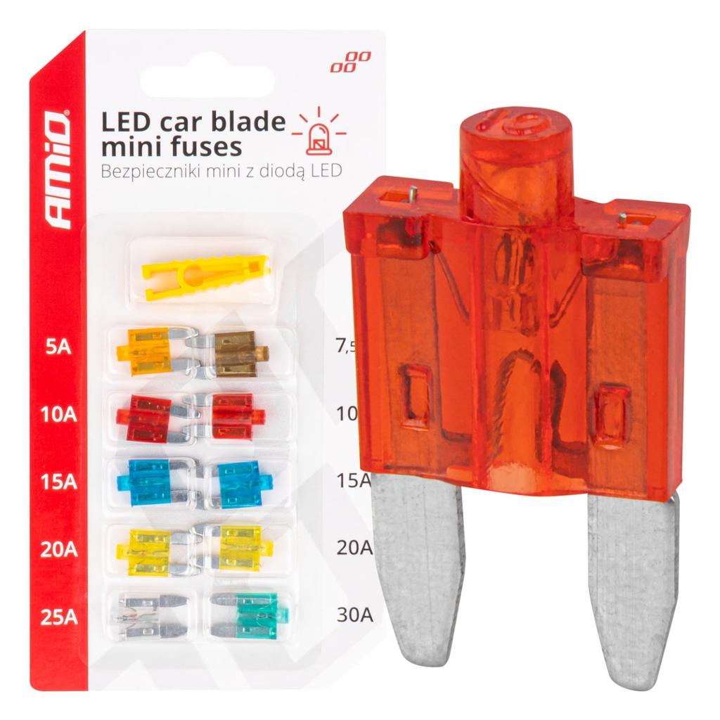 Mini Car Fuses With Led Diode 10 Pcs Amio-04340