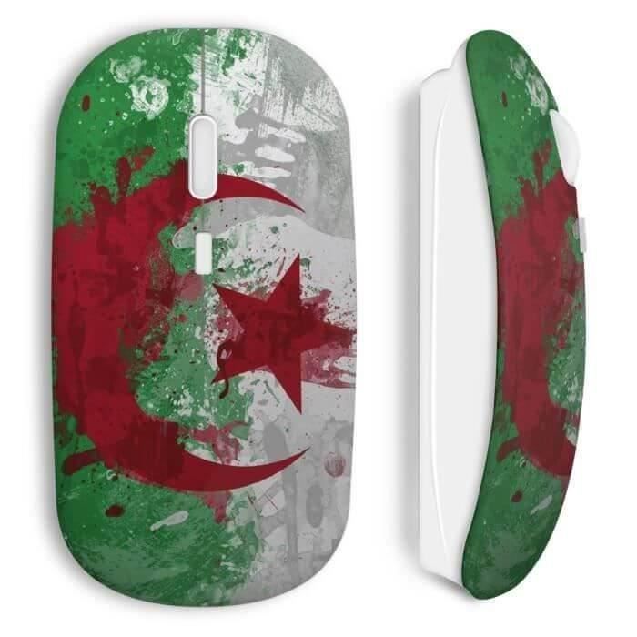 Wireless Mouse - Flag of Algeria - USB - Compatible Mac and PC - Green Color - Wireless Technology