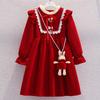 Girls' Red Princess Dress for Autumn/Winter - Christmas & Chinese New Year