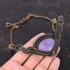 Ожерелье из пурпурита, обернутое медной проволокой, ожерелье ручной работы из натуральных драгоценных камней, регулируемое ожерелье из медной проволоки, подарок для нее