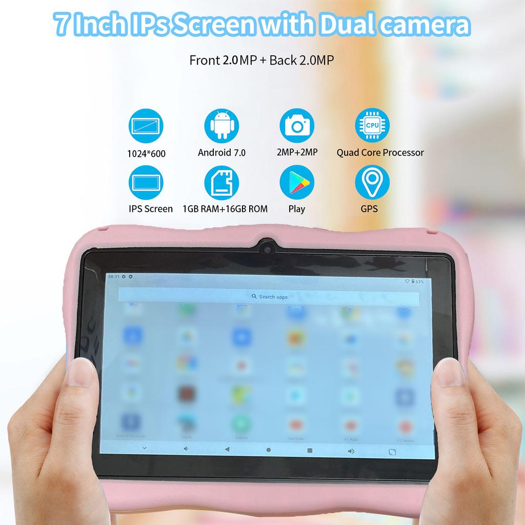Детский планшет 7-дюймовый HD-дисплей для 7.0 Память 1+16 ГБ и двойная камера 200 МП Раннее образовательное обучающее устройство для малышей Детей