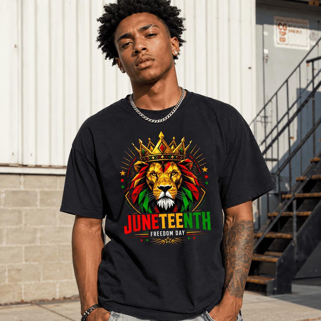 Juneteenth 1865 Black History Lion Freedom Afro Pride Men's T-Shirt
