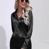 Women's Spring Autumn Top Solid Long Sleeve Lapel Blouse Loose Casual Ladies Office Satin Shirts