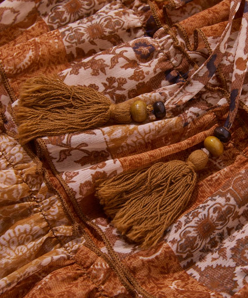 Penfield Vintage Bohemian Tiered Skirt Orange_Fs1Ws11F