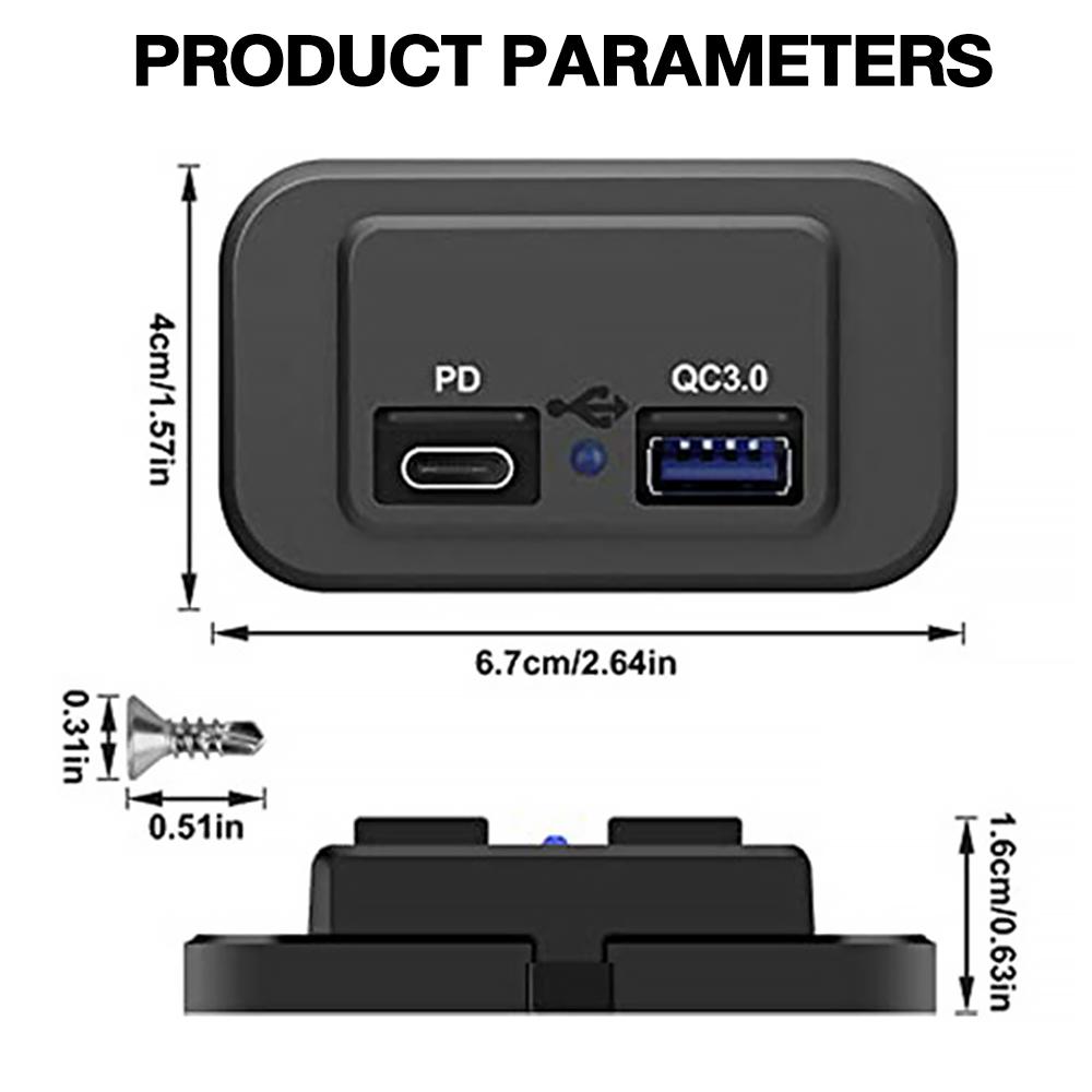 Автомобильное зарядное устройство QC3.0 PD, быстрая зарядка, двойная USB-розетка, панель, адаптер питания для грузовиков, кемперов, караванов, аксессуары 12/24 В