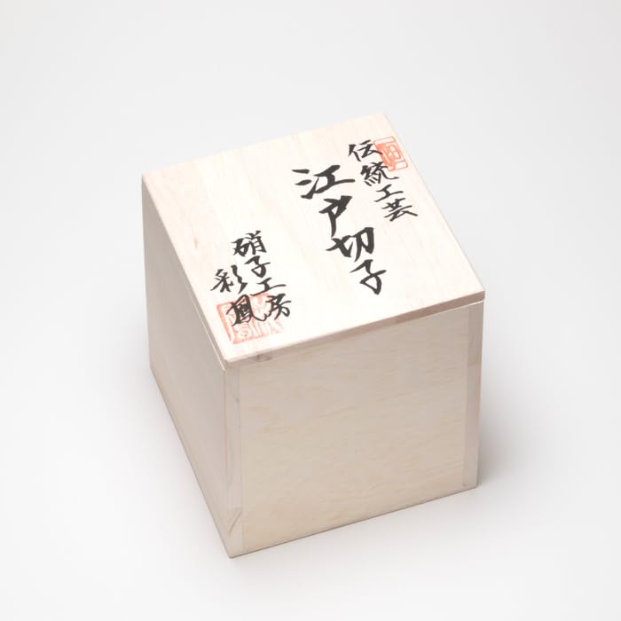 Glass Workshop Saiho Edo Kiriko Shochu Glass Rocks Glass Tumbler Glass Glass Cup Red Fuji Cherry Blossom Pattern Made In Japan Wooden Box Kiriko Gift