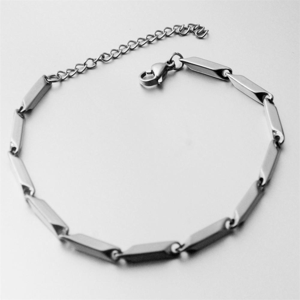 3mm Simple Stainless Steel Melon Seed Chain Bracelet Fashion Titanium Steel Men Bracelet  Women Trend Jewelry Accessories