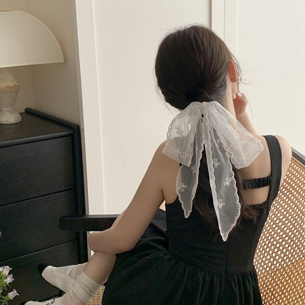 Регулируемый кружевной платок для волос в пасторальном стиле, лента для волос, милая повязка с бантом, фотограф