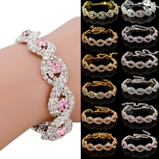 Women's Elegant Wedding Banquet Bangle Cocktail Party Rhinestone Bracelet