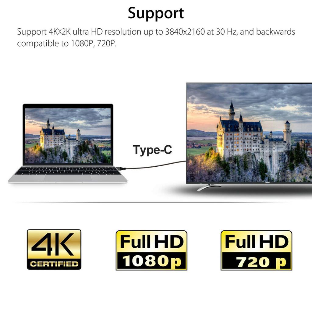Кабель-переходник HDMI HDTV типа C в 4K для Samsung S10 S9 S8 MacBook