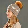New five-pointed star rabbit velvet soft and comfortable double-layer warm wool hat soft waxy knitted hat