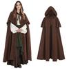 Длинный средневековый винтажный плащ с капюшоном для Хэллоуина, плащ ведьмы, размер [Kami-Yu-Yu], косплей, (Браун, М)