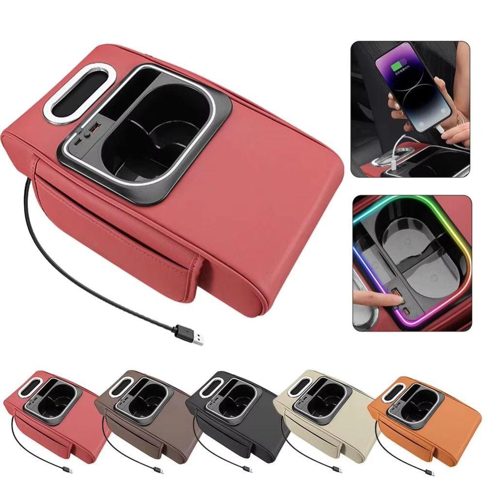 Heightening Pad Car Armrest Cushion With Storage Organizers Armrest Pad Car Interior