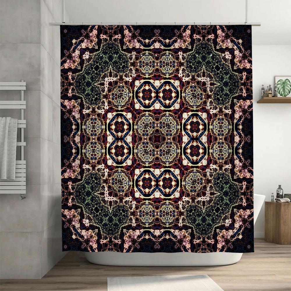 Luxury Floral Bathroom Shower Curtain Boho Decorative Waterproof Fabric 3D Printed Bath Mat Home Decoration in Multi Colors Size