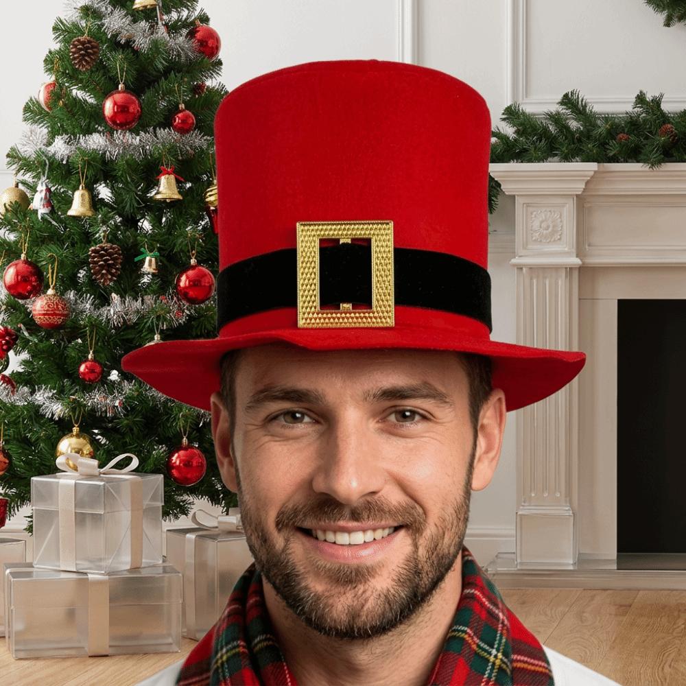 Black Belt Christmas Top Hat Red Cowboy Hat Simple Santa Claus Hat Party
