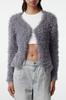 Women's Fashionable Stylish Cardigan Stone Soft Textured Furry Coat Look Knitwear Cardigan