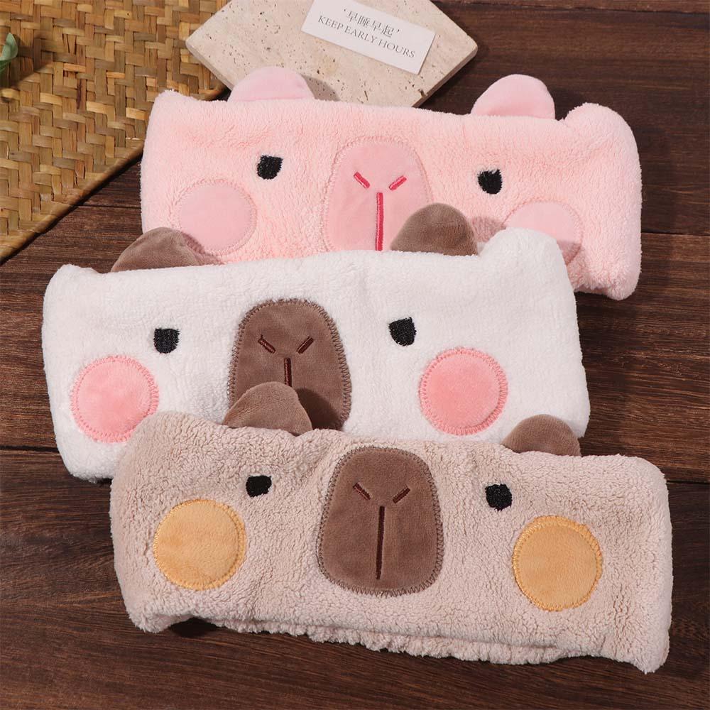 Wide-brimmed Capybara Headband Coral Fleece Makeup Headband Cute Cartoon Hairband Spa