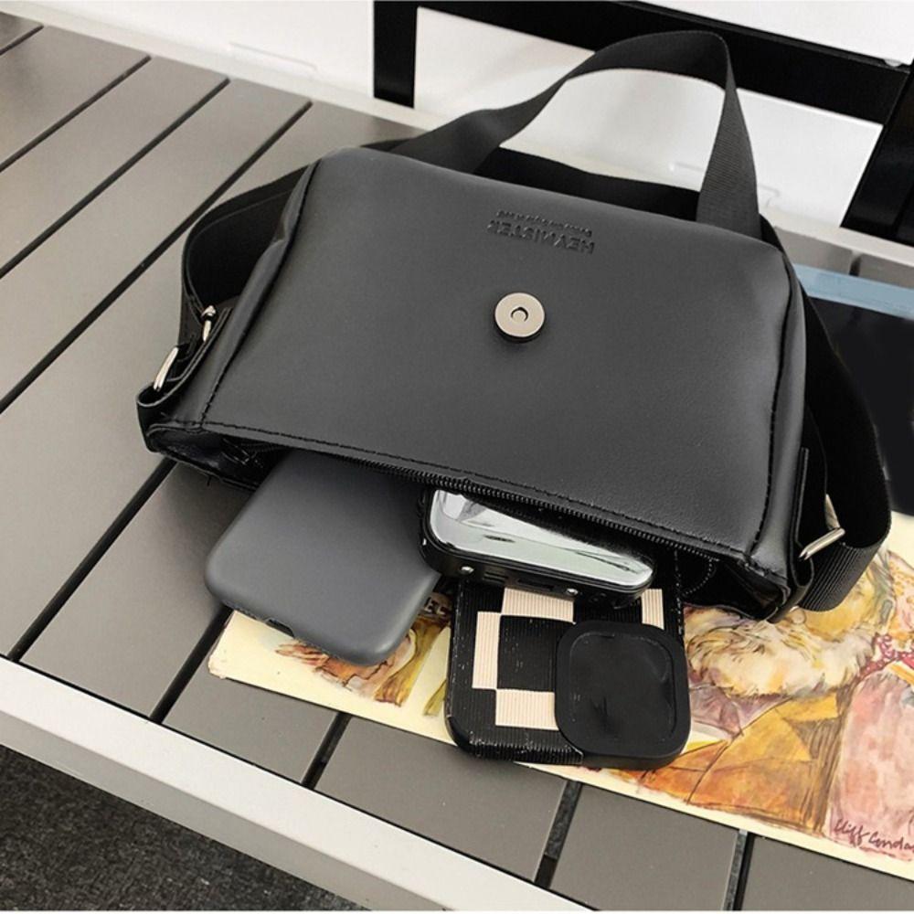 Rectangular Men Crossbody Bag PU Leather Shoulder Bag Fashion Women Messenger Bag Camping