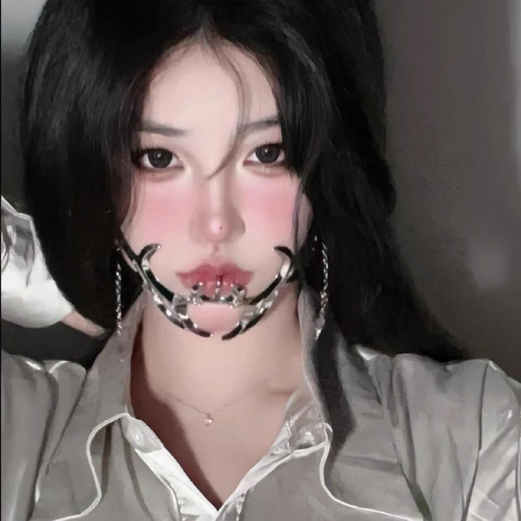 Маска для подбородка в стиле киберпанк из металла с крышкой для рта и цепью — декор для лица на Хэллоуин унисекс