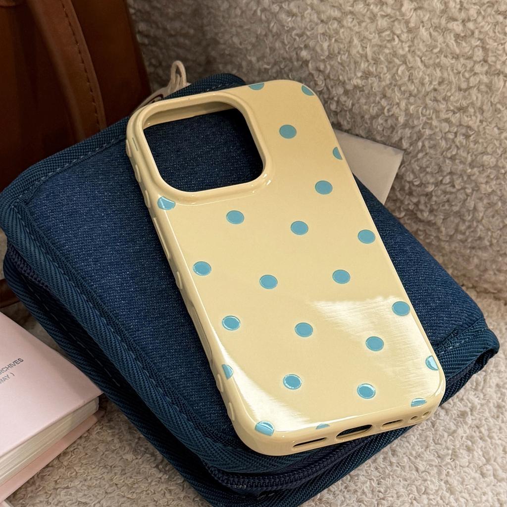 Retro Ins Style Full Screen Polka Dots for Apple 16 Mobile Phone Case for IPhone17pro Max All-inclusive 14 Soft Cases 13