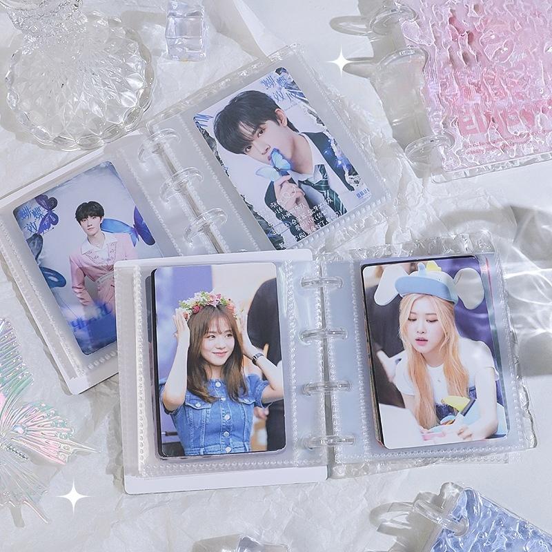 Ripple Design Acrylic Card Album - 3-Inch Mini Single Pocket Binder for K-Pop Idol Collectibles, Loose-Leaf Po Album Storage