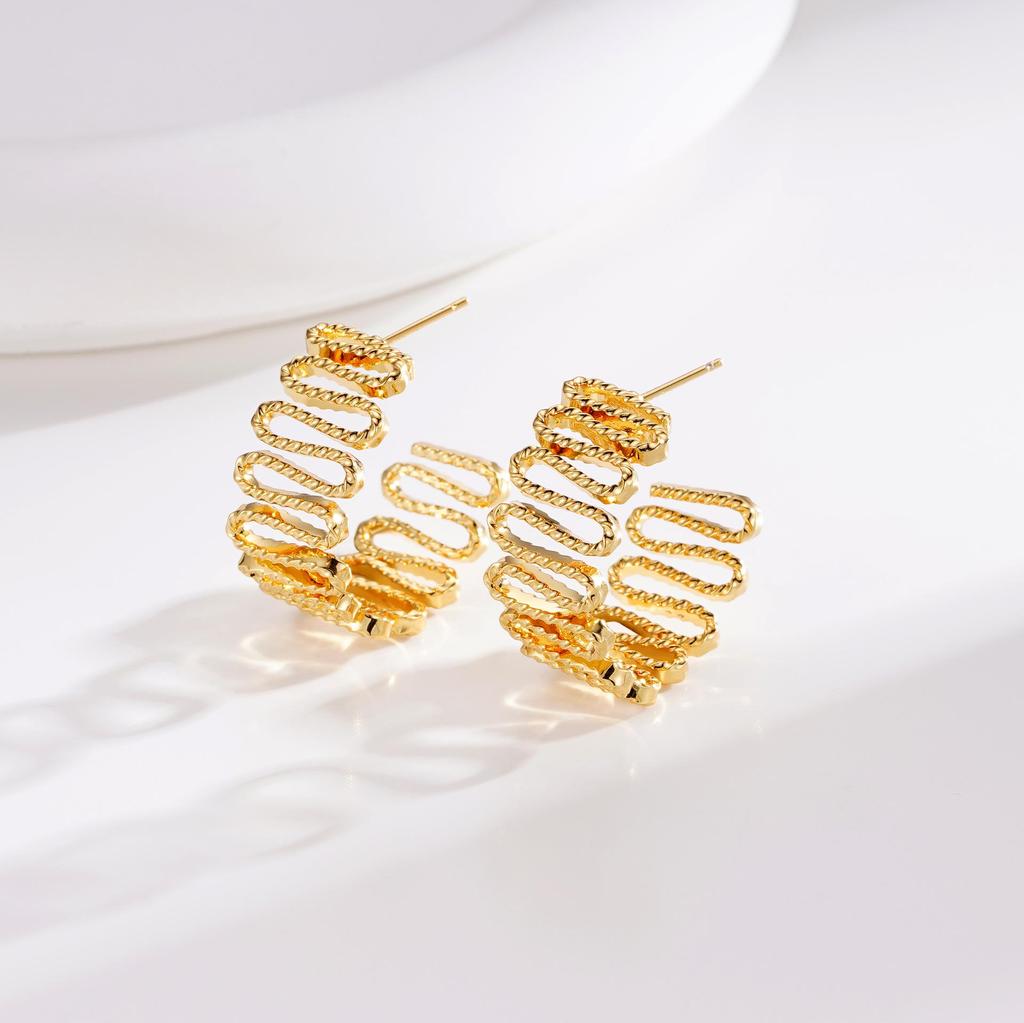 «Золотые геометрические серьги в европейском и американском стиле с иглами из 18-каратного золота и меди и серебра 925 пробы»