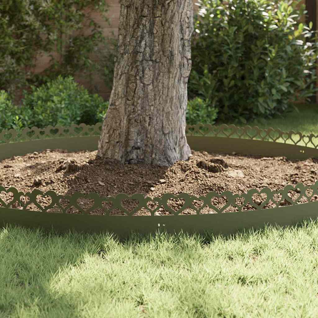 Lawn Edging 20 pcs Olive Green 103 x 0.05 x 22 cm Steel