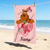Custom Name Scooby Love Stylish Digital Printing Beach Towel Quick‑Drying Absorbent Blanket for Beach Pool Gym Travel