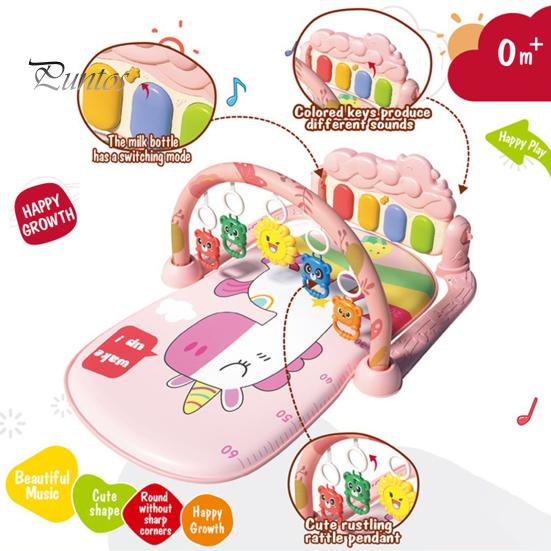 Baby Gym Play Mat And Piano Gym with Tummy Time Mat Interactive Musical Toys Creative Activity Center for Infants Toddlers Sensory Development Motor