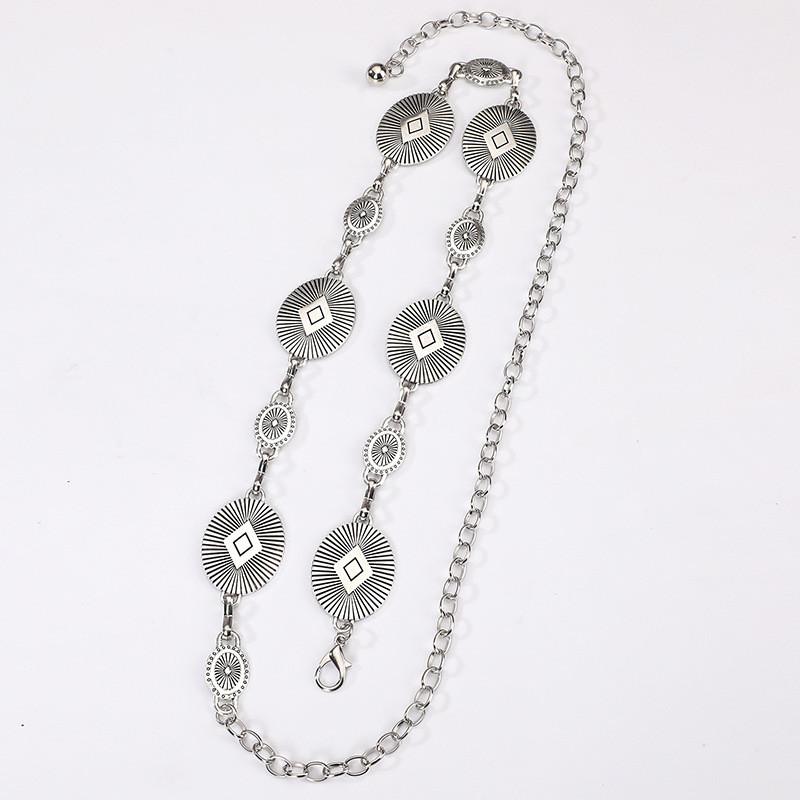 Womens Metal Waist Chain With Artistic Engraving For Multiseason Casual Wear