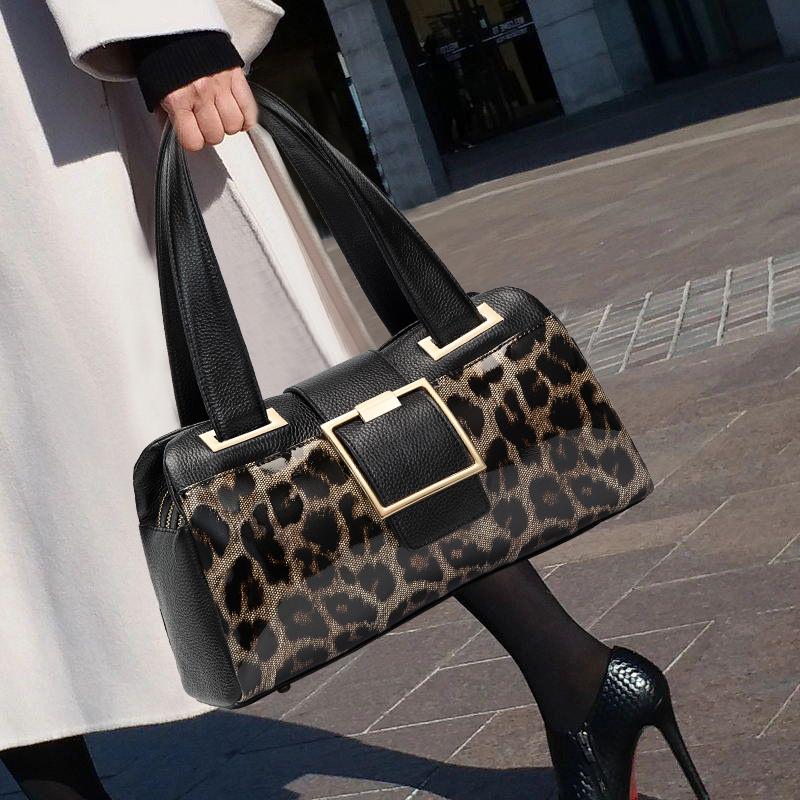 Модные большие сумки-тоут из натуральной кожи с леопардовым узором, мягкая дорожная сумка из воловьей кожи, женские сумки на плечо с длинным ремешком для выходных