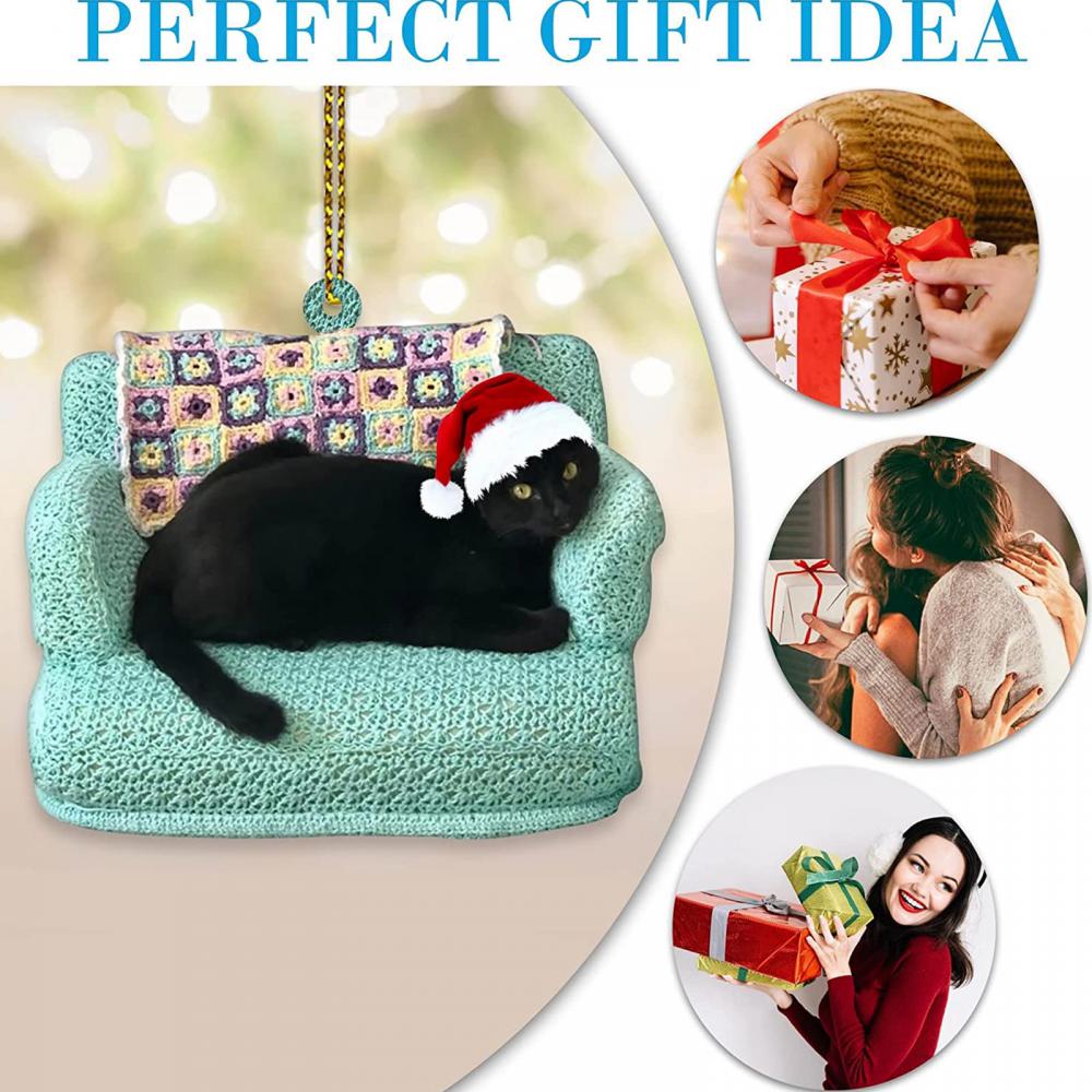 Новый рождественский кулон «Черный кот» 2025 года, украшение для рождественской вечеринки, новые елочные украшения 2025 года, рождественские украшения, подвесные украшения