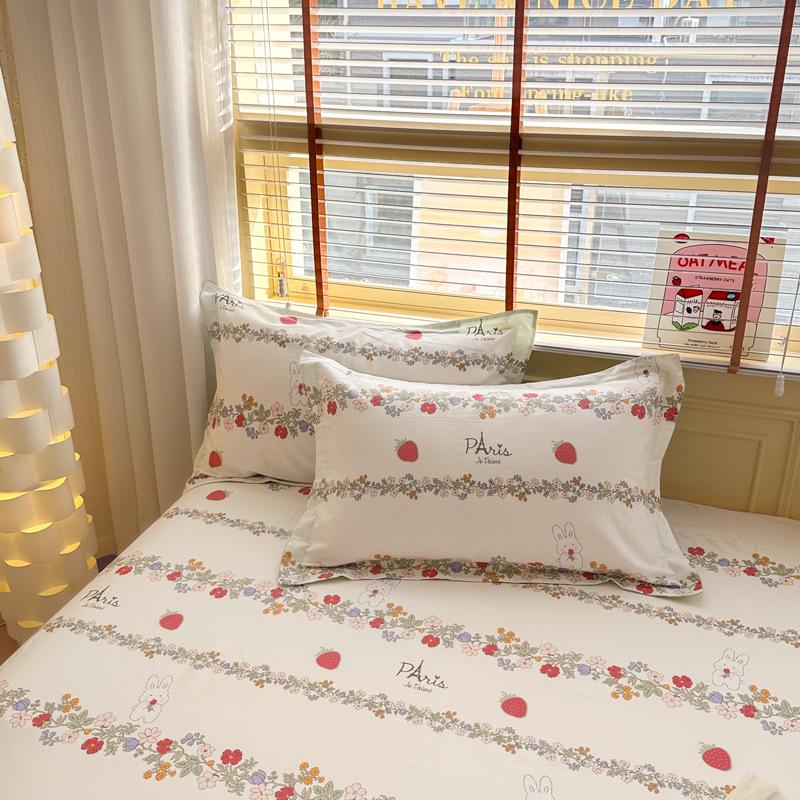 Cotton 100 Set Pillow Pure Cotton Pillowcase Pair Single Size 48cm X 74cm