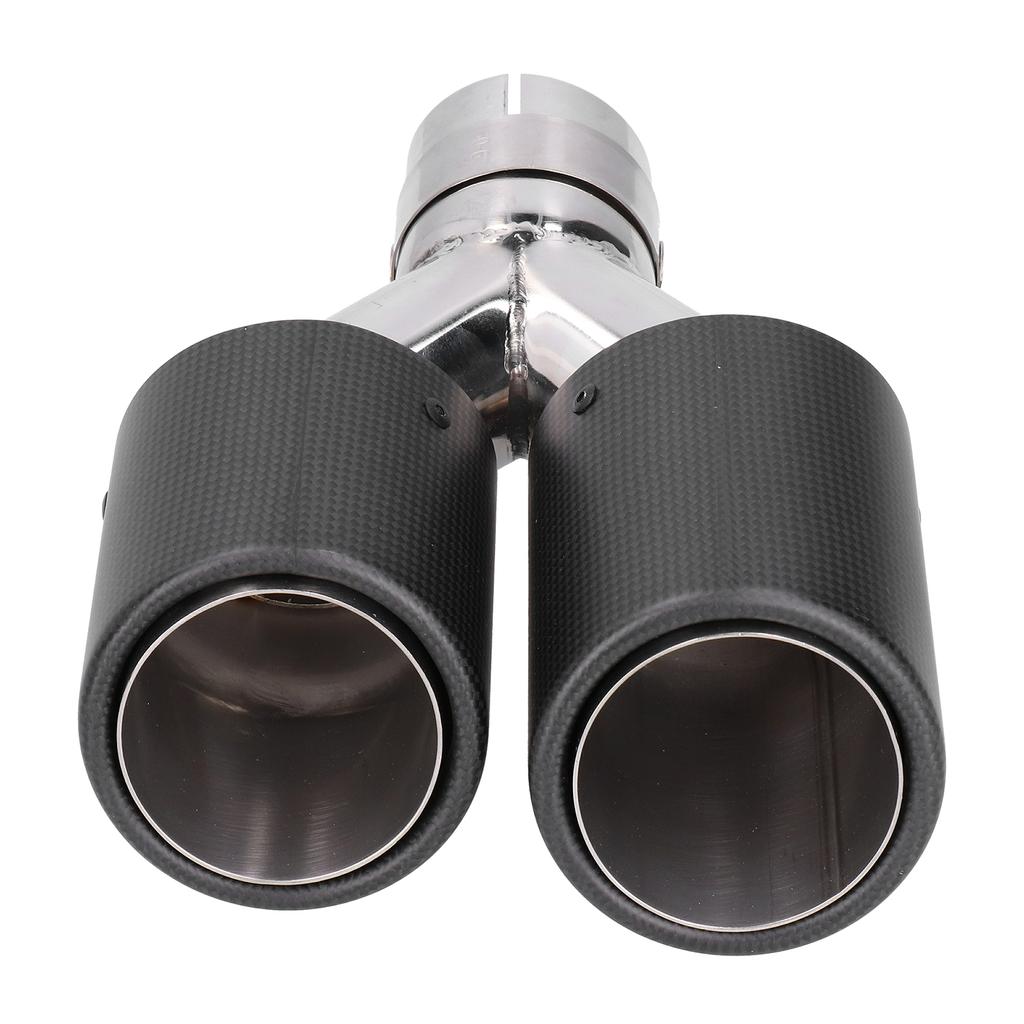 Matte Carbon Fiber Car Dual Exhaust Pipe Tail Throat Tip Stainless Steel Right Outlet