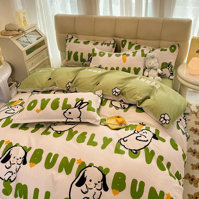 Cartoon Dormitory Three-piece Set Single Bedding Quilt Cover Double Bed Sheet Four-piece Set