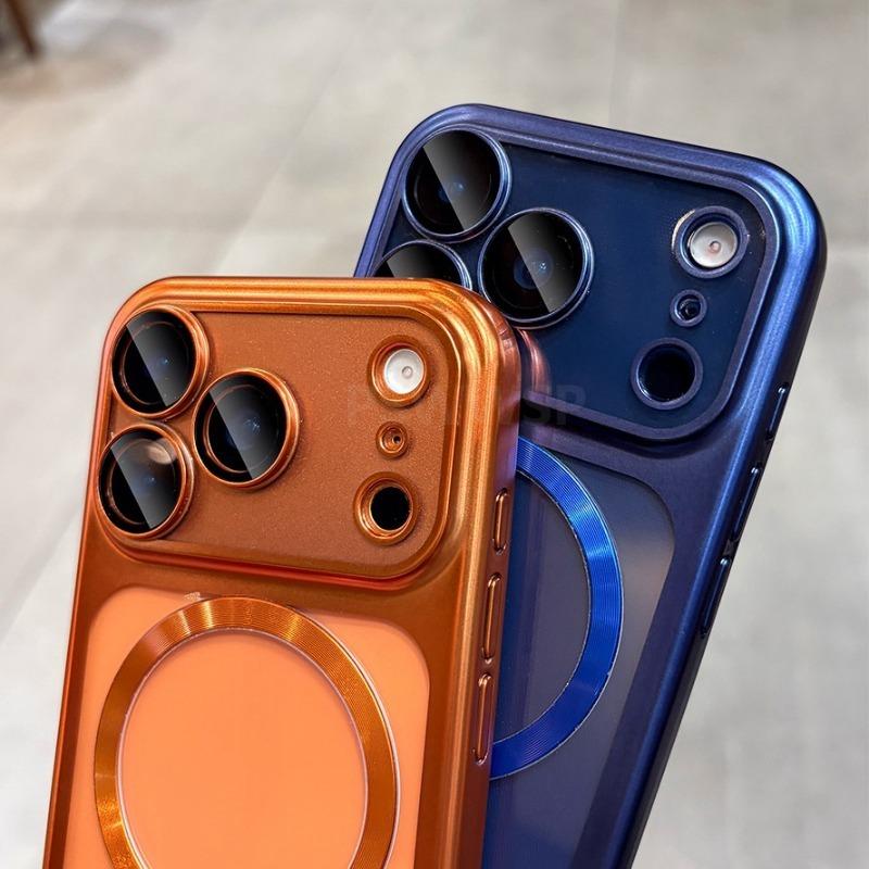 Прозрачный чехол с покрытием для Magsafe для iPhone 17 16 15 Pro Max Plus 17 Air 14 13 11 12 Магнитная защита камеры Мягкий чехол