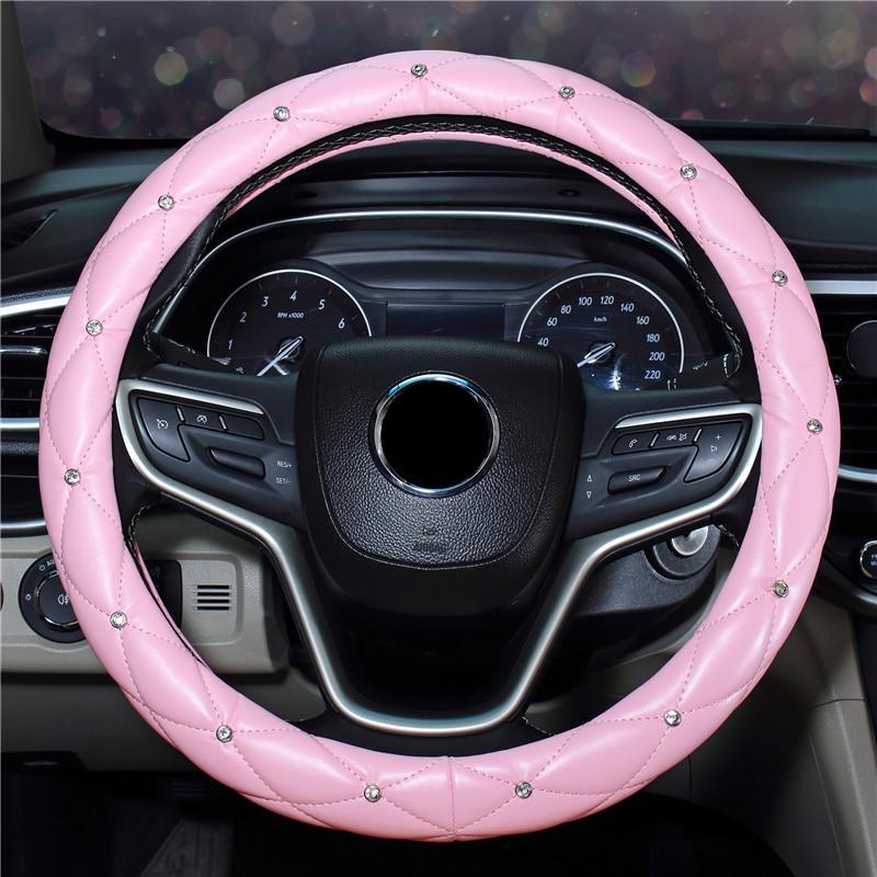 Diamond Inlaid Steering Wheel Cover for Women - Stylish Car Interior Accessory