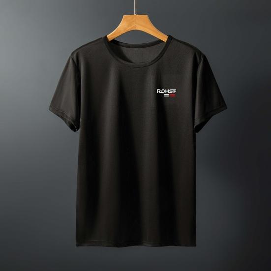 Мужской топ из ледяного шелка, быстросохнущий, с короткими рукавами, с круглым вырезом, свободный, однотонный, тонкий, эластичный