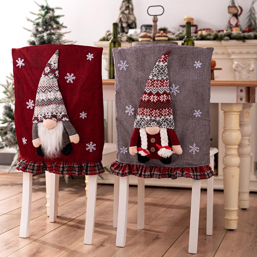 Christmas Chair Back Covers Gnome Chair Covers Xmas Dining Chair Covers For Home Kitchen Dining Room Decor