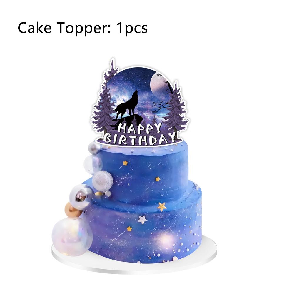 44 Pcs Wolf Birthday Party Decorations Include Banner Cake Topper Balloon