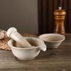 Ceramic Grinding Bowl Rod Set Durable Garlic Mortar Pestle Rice Paste Bowl  Pedestal Bowl